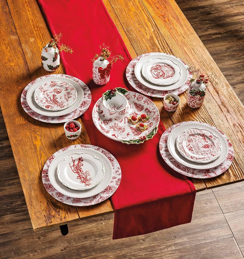MudPie Christmas Good Tidings Toile Chip & Dip - Image 2